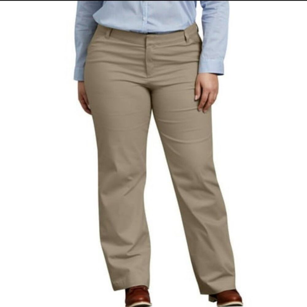 Dickies Women's Plus Size Relaxed Straight Stretch Twill Pants Chino size 22